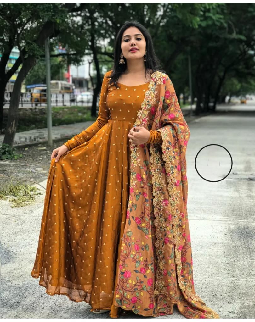 Pipal Georgette Dupatta With Anarkali Kurtis Catalog